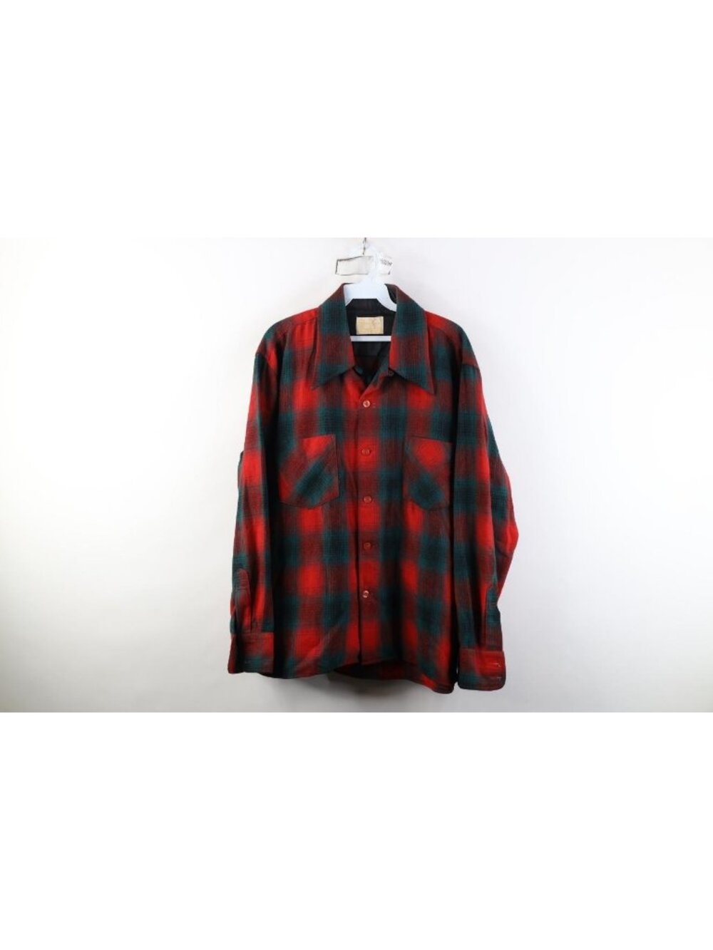 Vintage 70s Streetwear Mens Large Wool Blend Dagger Collar Board Button Shirt